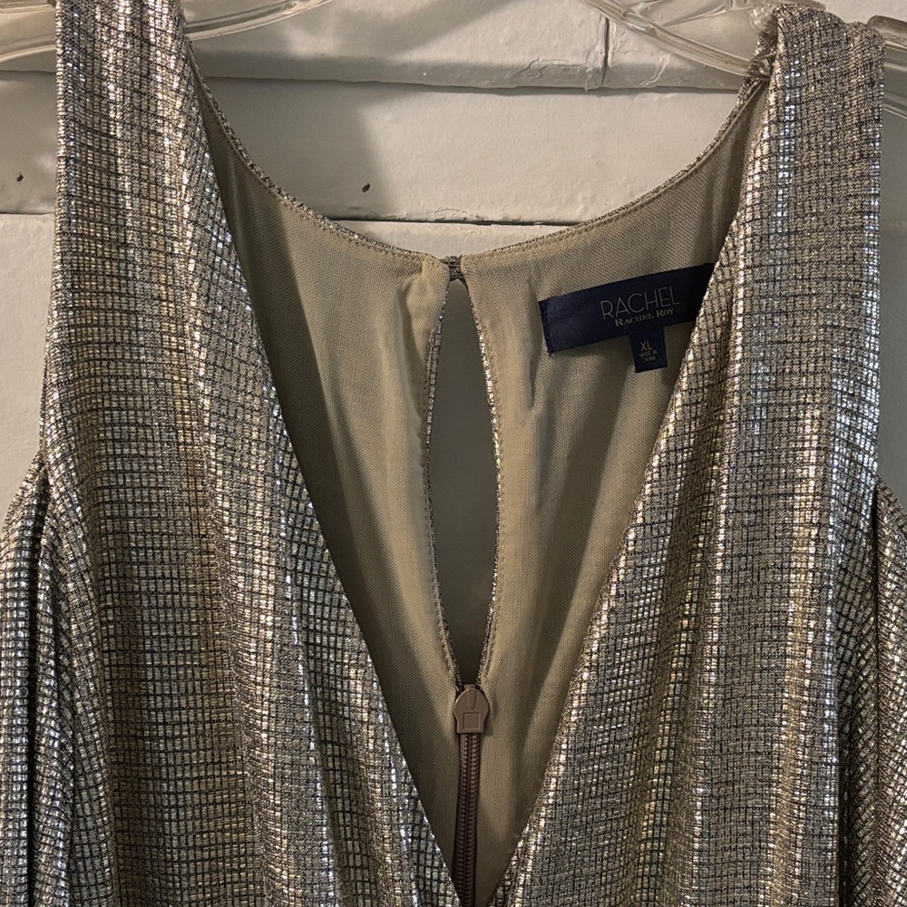 RACHEL Rachel Roy Metallic Silver Midi Dress - Picture 2 of 10